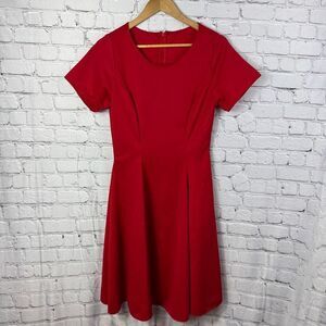 Red Fit and Flare Dress Short Sleeve Concert Performance Size Medium  l